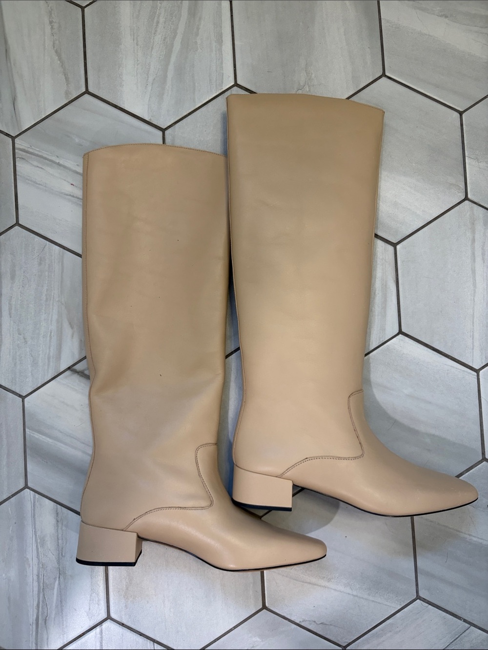 J. Crew Women's Tall Leather Knee-High Boots in Beige